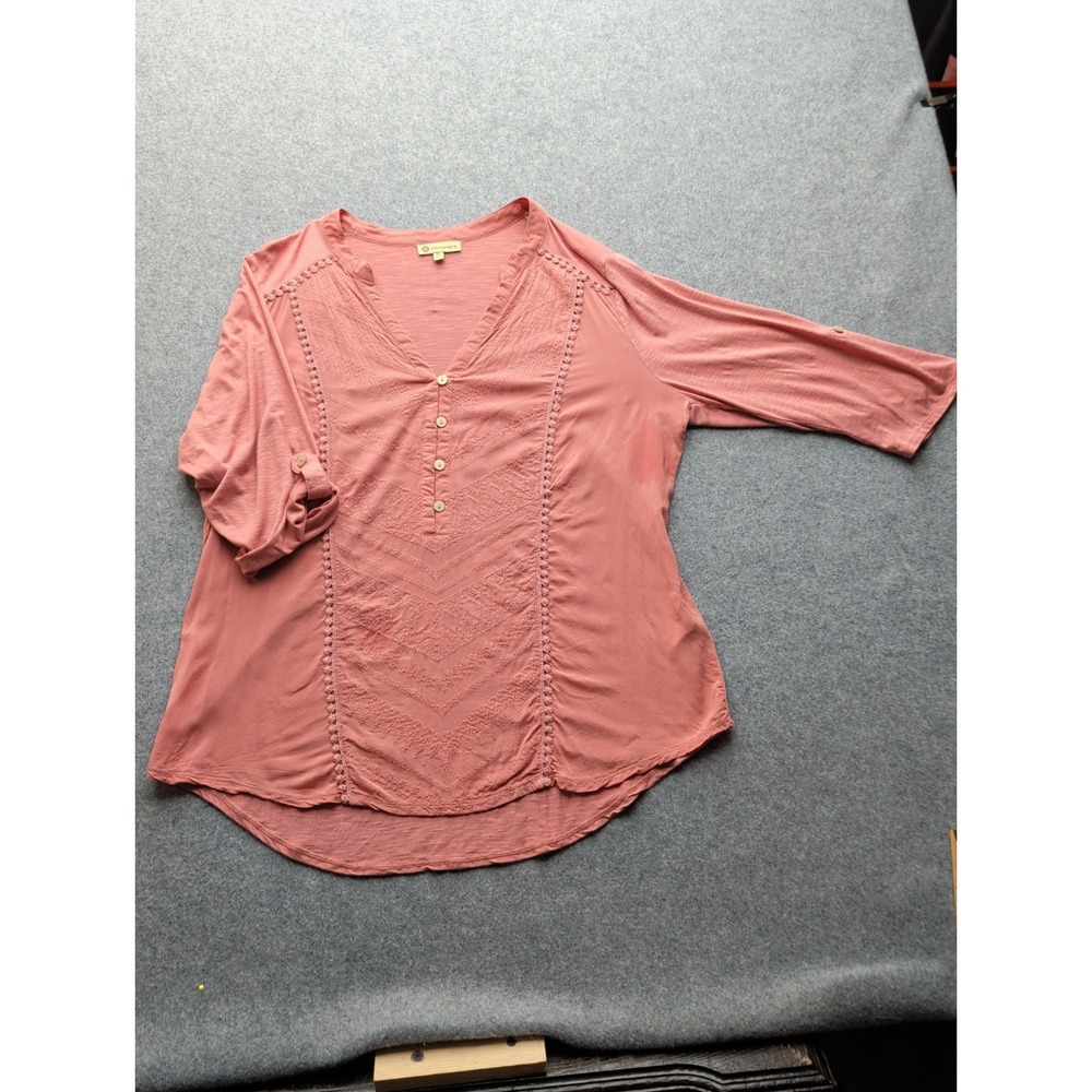 Democracy Women's Pull Over Shirt Size XL Long Sleeve Mauve